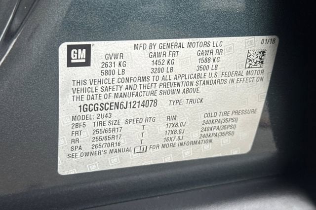 2018 Chevrolet Colorado Crew Cab Long Box 2-Wheel Drive LT