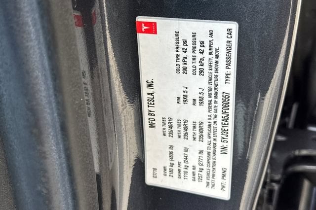 2018 Tesla Model 3 Long Range Battery RWD