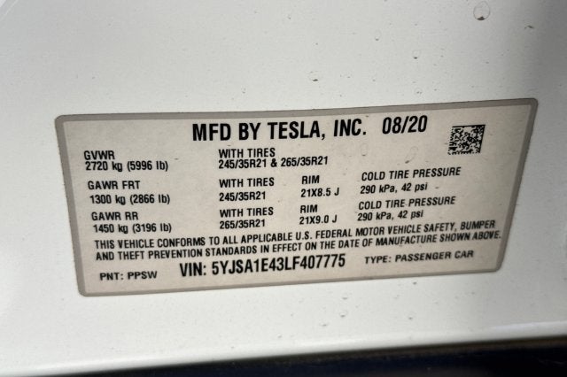 2020 Tesla Model S Performance AWD