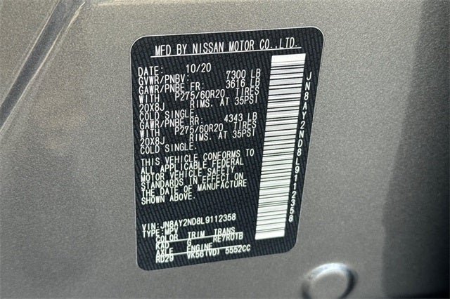 2020 Nissan Armada SL PREMIUM PACKAGE