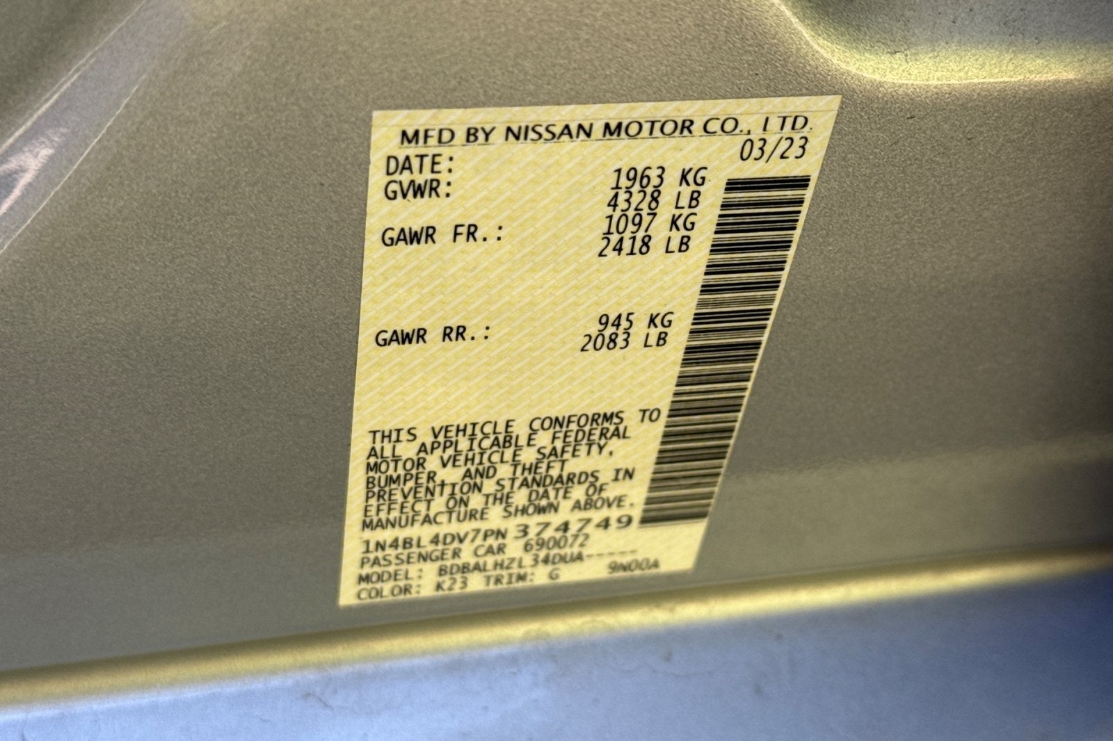 2023 Nissan Altima 2.5 SV