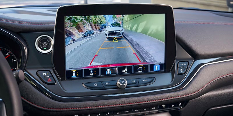 Chevy Blazer dashboard showing rearview camera on screen